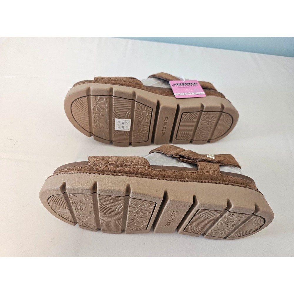 [Gorpcore] Skechers Street Hiker Sandals Womens 10 Chestnut Suede Platform Brown - Picture 5 of 7